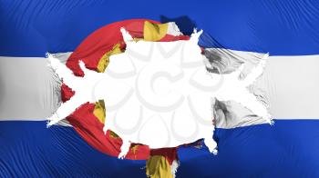 Colorado state flag with a big hole, white background, 3d rendering