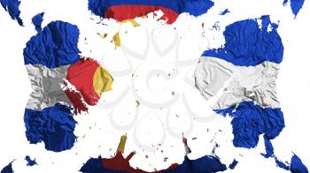 Scattered Colorado state flag, white background, 3d rendering