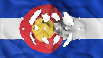 Colorado state flag with a small holes, white background, 3d rendering