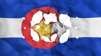 Holes in Colorado state flag, white background, 3d rendering