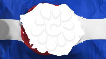 Broken Colorado state flag, white background, 3d rendering