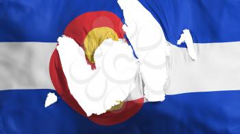 Ragged Colorado state flag, white background, 3d rendering