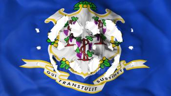 Connecticut state flag with a small holes, white background, 3d rendering