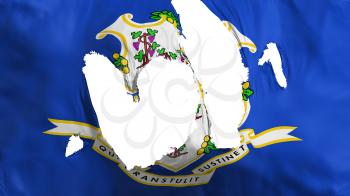 Ragged Connecticut state flag, white background, 3d rendering