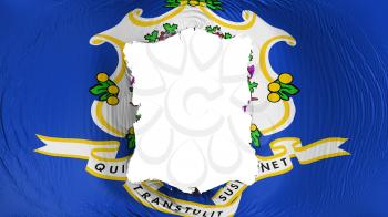 Square hole in the Connecticut state flag, white background, 3d rendering