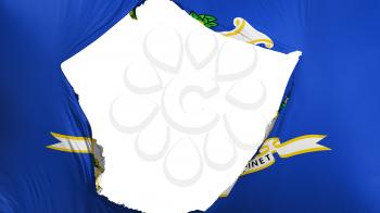 Cracked Connecticut state flag, white background, 3d rendering