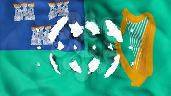 Dublin, capital of Ireland flag with a small holes, white background, 3d rendering