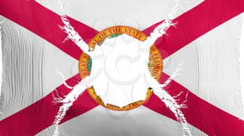Florida state flag with a hole, white background, 3d rendering
