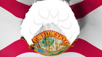 Big hole in Florida state flag, white background, 3d rendering