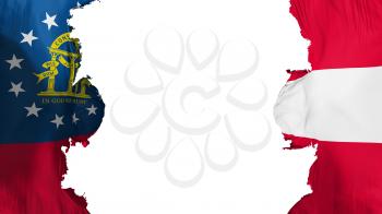 Blasted Georgia state flag, against white background, 3d rendering