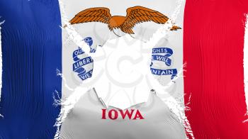 Iowa state flag with a hole, white background, 3d rendering
