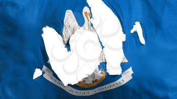 Ragged Louisiana state flag, white background, 3d rendering