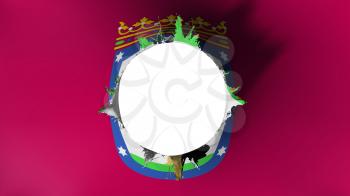 Madrid, capital of Spain flag ripped apart, white background, 3d rendering