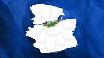 Tattered Maine state flag, white background, 3d rendering
