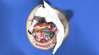 Damaged Minnesota state flag, white background, 3d rendering