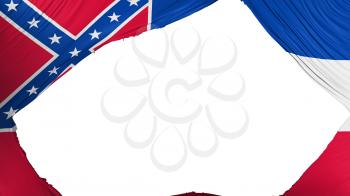 Divided Mississippi state flag, white background, 3d rendering
