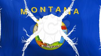 Montana state flag with a hole, white background, 3d rendering