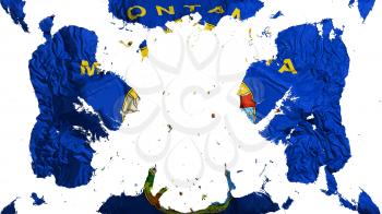 Scattered Montana state flag, white background, 3d rendering