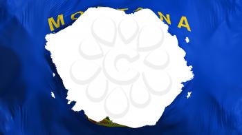 Broken Montana state flag, white background, 3d rendering