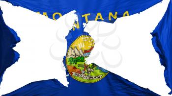 Destroyed Montana state flag, white background, 3d rendering