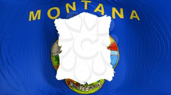 Square hole in the Montana state flag, white background, 3d rendering