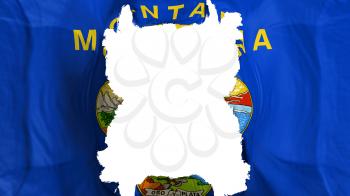Ripped Montana state flying flag, over white background, 3d rendering