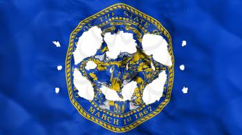 Holes in Nebraska state flag, white background, 3d rendering