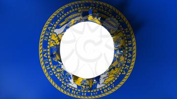 Hole cut in the flag of Nebraska state, white background, 3d rendering