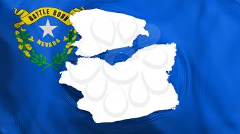 Tattered Nevada state flag, white background, 3d rendering