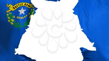 Nevada state flag ripped apart, white background, 3d rendering
