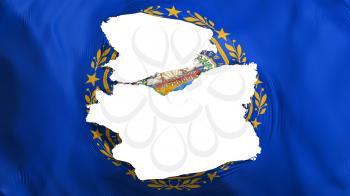 Tattered New Hampshire state flag, white background, 3d rendering