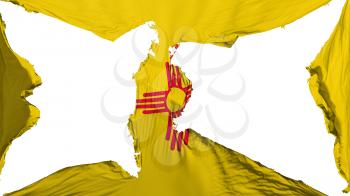 Destroyed New Mexico state flag, white background, 3d rendering