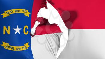 Damaged North Carolina state flag, white background, 3d rendering