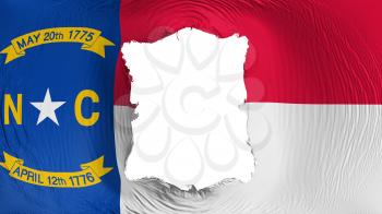 Square hole in the North Carolina state flag, white background, 3d rendering