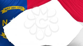 Divided North Carolina state flag, white background, 3d rendering