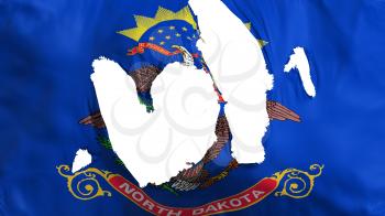 Ragged North Dakota state flag, white background, 3d rendering