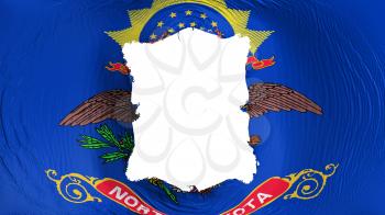 Square hole in the North Dakota state flag, white background, 3d rendering