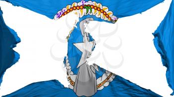 Destroyed Northern Marian Islands flag, white background, 3d rendering