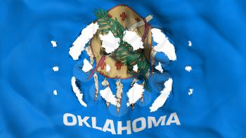 Oklahoma state flag with a small holes, white background, 3d rendering