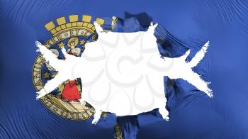 Oslo city, capital of Norway flag with a big hole, white background, 3d rendering