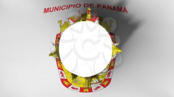 Panama city flag ripped apart, white background, 3d rendering