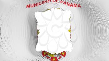 Square hole in the Panama city flag, white background, 3d rendering