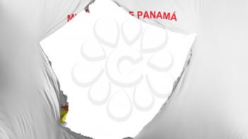 Cracked Panama city flag, white background, 3d rendering