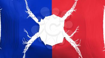Paris city, capital of France flag with a hole, white background, 3d rendering
