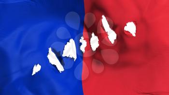 Paris city, capital of France flag perforated, bullet holes, white background, 3d rendering
