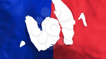 Ragged Paris city, capital of France flag, white background, 3d rendering