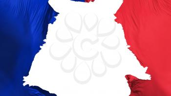 Ragged Paris city, capital of France flag, white background, 3d rendering
