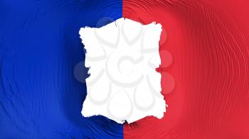 Square hole in the Paris city, capital of France flag, white background, 3d rendering