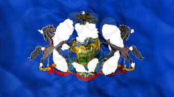 Holes in Pennsylvania state flag, white background, 3d rendering