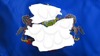 Tattered Pennsylvania state flag, white background, 3d rendering
